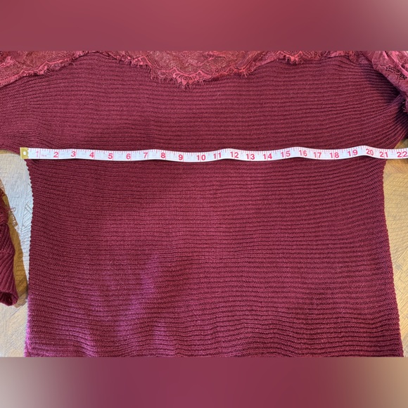 SHEIN Burgundy Knit Sweater With Lace Detail - Picture 10 of 11